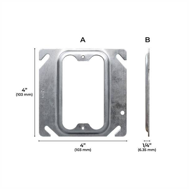 Con-X Paquete 100 Placas para Interruptor y Contacto 4x4 Elevada 1/4 700-0614x100
