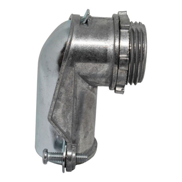 Con-X Paquete 108 Conectores Curvos de Zinc para Tubo Flexible 3/4 Pulgada Conduit Roscado 100-CCTF034x108