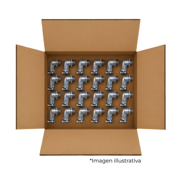 Con-X Paquete 100 Conectores Curvos de Zinc para Tubo Flexible 3/8 Pulgada Conduit Roscado 100-CCTF038x100