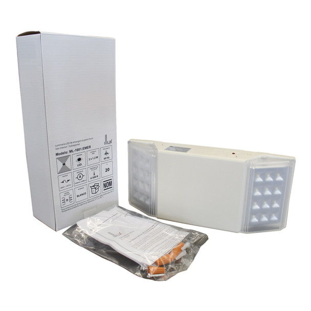 Illux Lámpara Led De Emergencia De Sobreponer En Muro 2X1.2 W 120 V / 277 V ML-1601