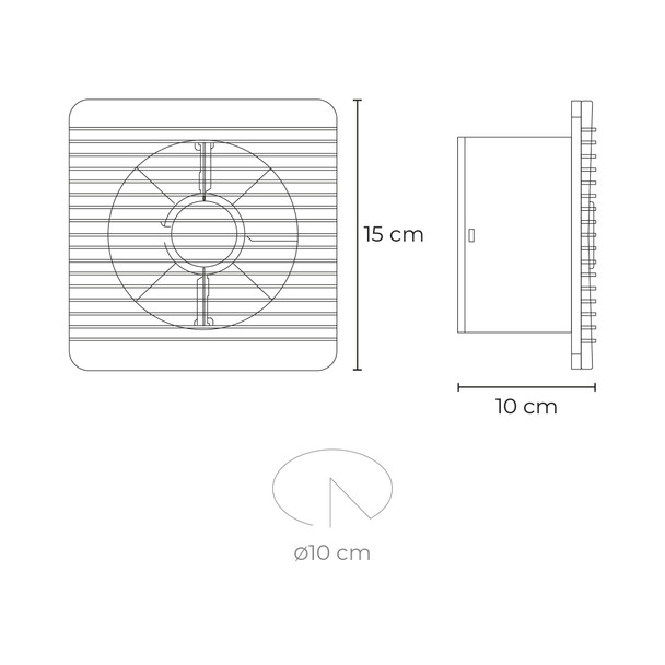 Illux Extractor De Aire Cuadrado 4" De Empotrar En Techo/Muro 12 W 110 V VT-1904