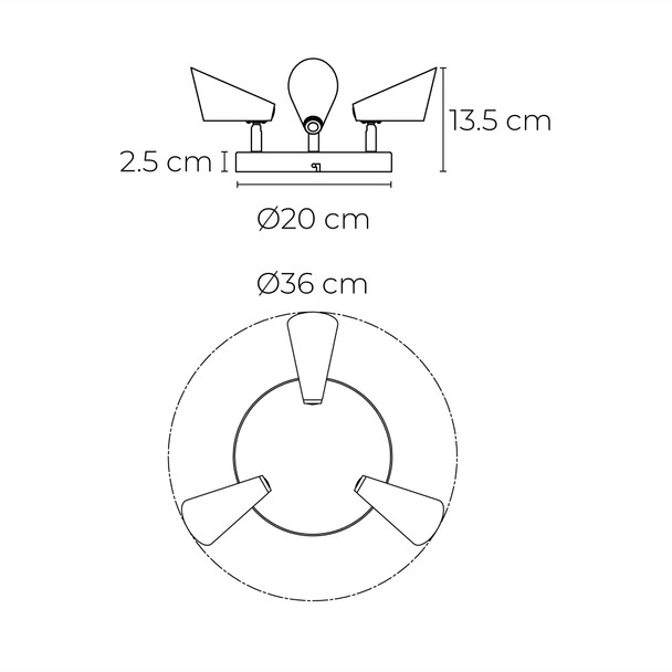 Dekor Lámpara de Techo Negro Mate 3X35 W Max 120 Volts, GU10 Atenuables TR-2407.N