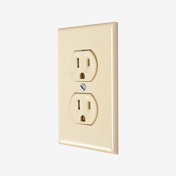 Con-X Kit De 20 Contactos Duplex Aterrizado Marfil 60 Hz 125 V 15 A Y 20 Placas Duplex De Nylon Marfil