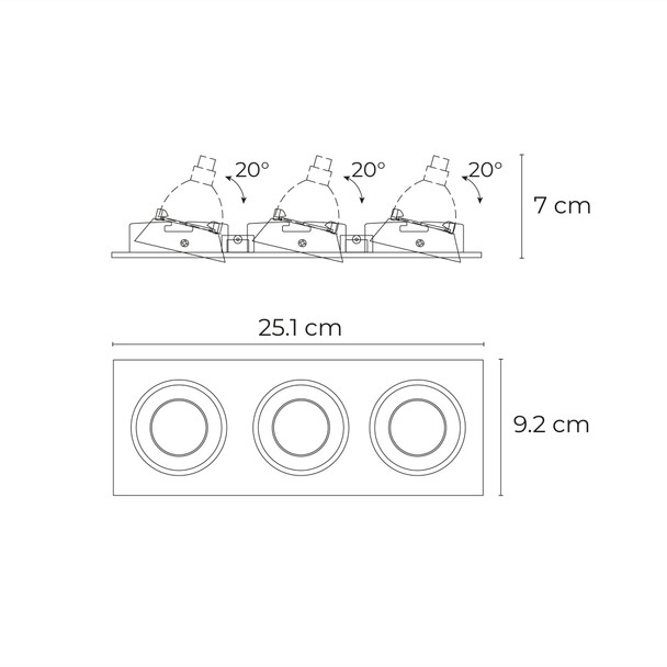 Illux Lámpara Tesa Triple De Empotrar En Techo 127 V TL-2914