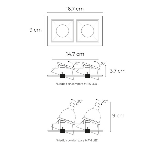 Illux Lámpara Olhos De Empotrar En Techo 2X9 W Max. 127 V TL-2922
