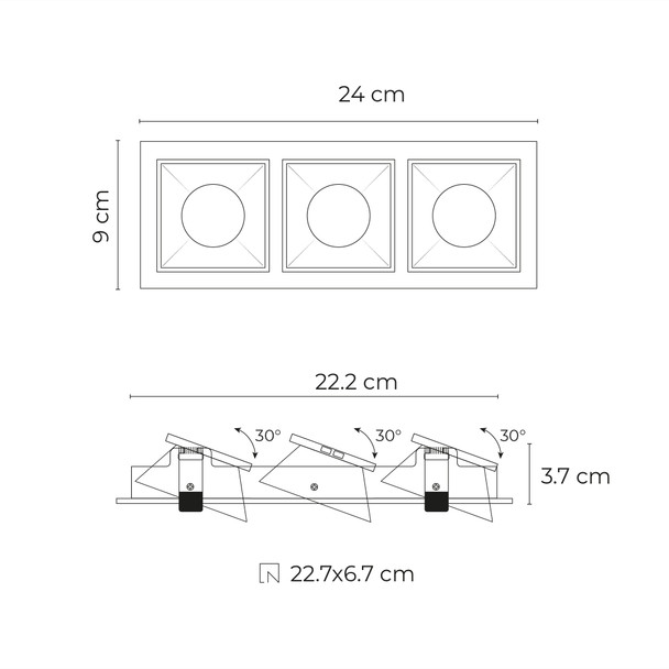 Illux Olhos Lámpara De Empotrar En Techo 3X9 W Max. 127 V TL-2923