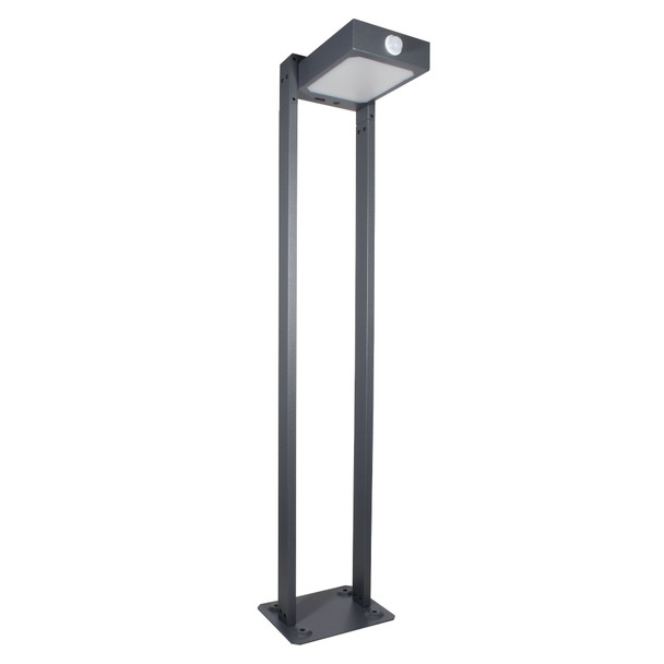 Illux Lámpara LED Bolardo Solar Con Sensor De Movimiento De Sobreponer En Piso 7 W 5.5 V- Panel Solar 2 700 K PS-1807