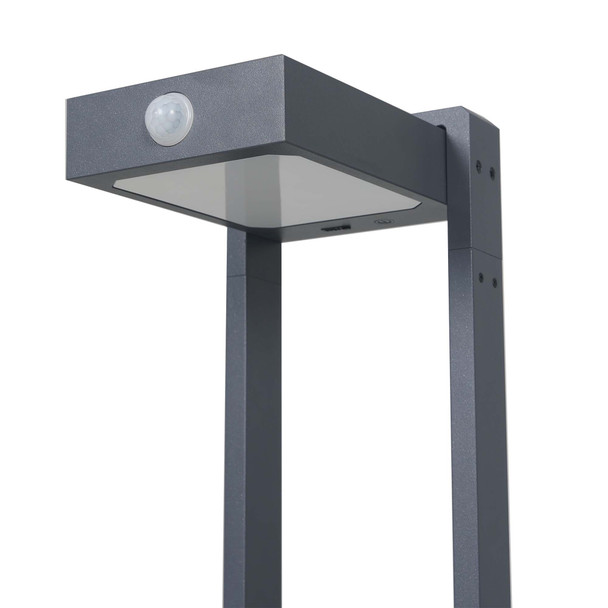 Illux Lámpara LED Bolardo Solar Con Sensor De Movimiento De Sobreponer En Piso 7 W 5.5 V- Panel Solar 2 700 K PS-1807