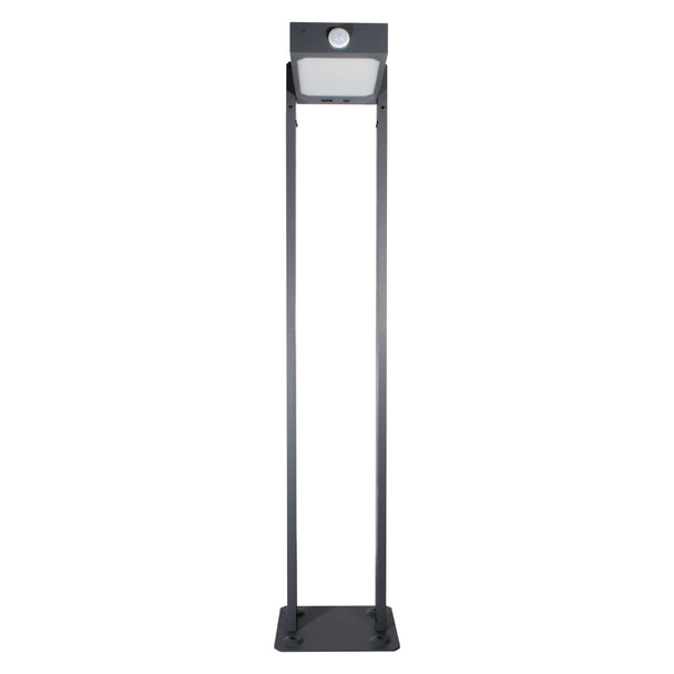 Illux Lámpara LED Bolardo Solar Con Sensor De Movimiento De Sobreponer En Piso 7 W 5.5 V- Panel Solar 2 700 K PS-1807