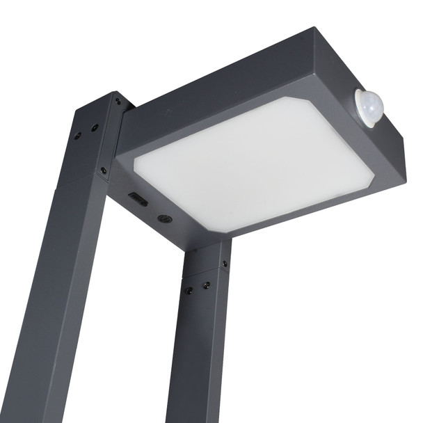Illux Lámpara LED Bolardo Solar Con Sensor De Movimiento De Sobreponer En Piso 7 W 5.5 V- Panel Solar 2 700 K PS-1807