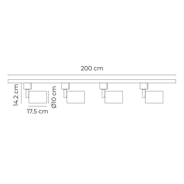 Kit De 2 Rieles De 1 Metro De Sobreponer En Techo Con 4 Lámparas Led Para Riel En Techo 75 W Max 120 V~ Illux TL-5175