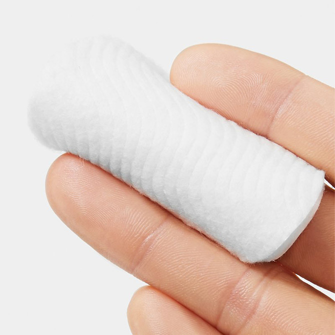 COSRX Cotton Pure 100% Cotton rounds; texture Korean cosmetic at Skinsider