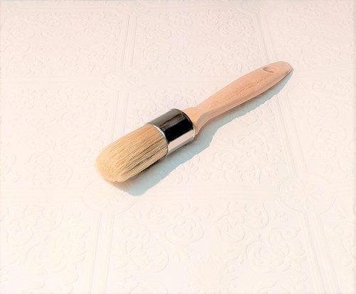 Our small wax brush measures 8 inches in length and is great for smaller projects with lots of curvy details.  BONUS! It can also be used as a stencil brush!