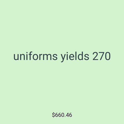 uniforms yields 270