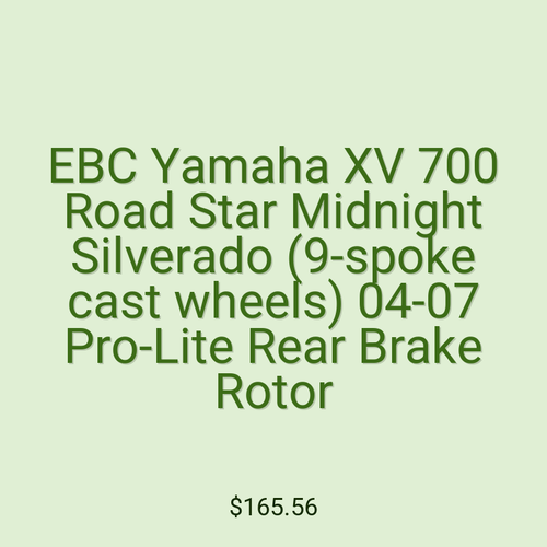 EBC Yamaha XV 700 Road Star Midnight Silverado (9-spoke cast wheels) 04-07 Pro-Lite Rear Brake Rotor
