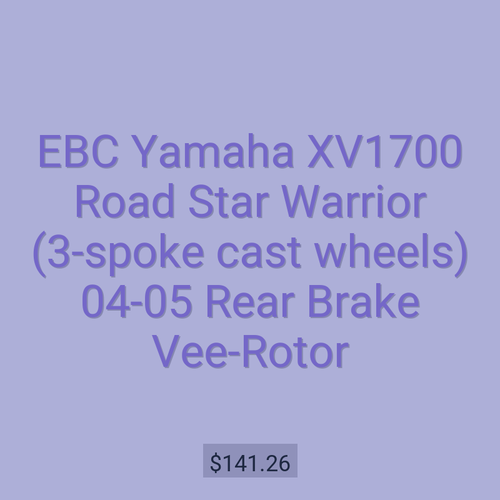 EBC Yamaha XV1700 Road Star Warrior (3-spoke cast wheels) 04-05 Rear Brake Vee-Rotor