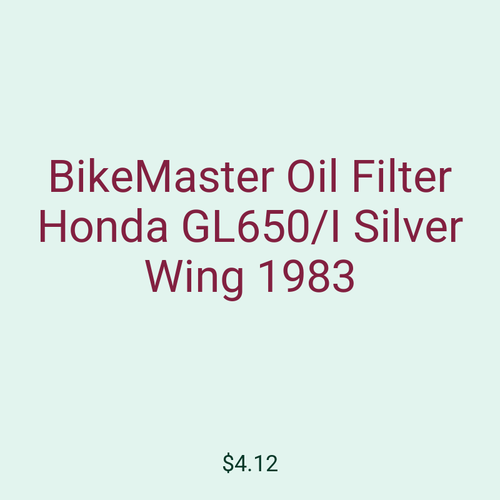 BikeMaster Oil Filter Honda GL650/I Silver Wing 1983
