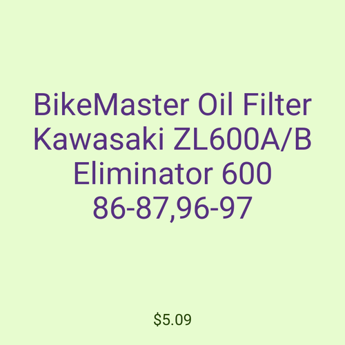 BikeMaster Oil Filter Kawasaki ZL600A/B Eliminator 600 86-87,96-97