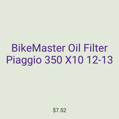 BikeMaster Oil Filter Piaggio 350 X10 12-13