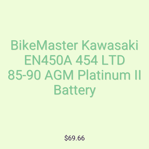 BikeMaster Kawasaki EN450A 454 LTD 85-90 AGM Platinum II Battery