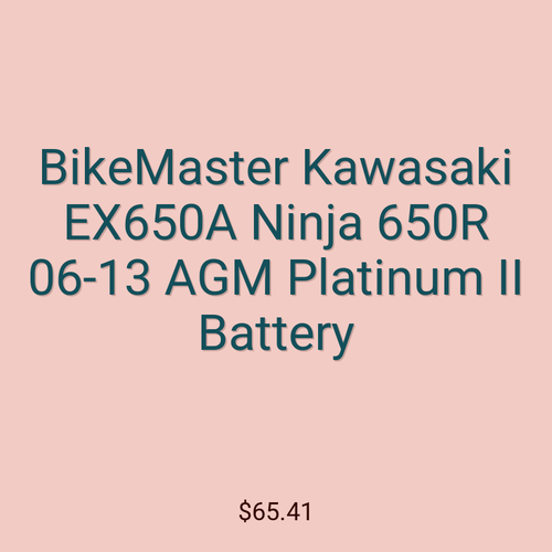 BikeMaster Kawasaki EX650A Ninja 650R 06-13 AGM Platinum II Battery