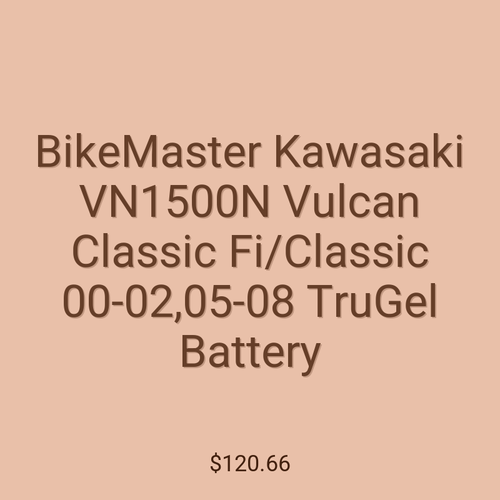 BikeMaster Kawasaki VN1500N Vulcan Classic Fi/Classic 00-02,05-08 TruGel Battery