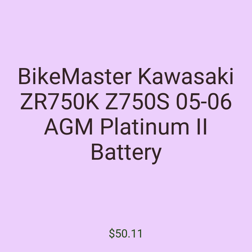 BikeMaster Kawasaki ZR750K Z750S 05-06 AGM Platinum II Battery
