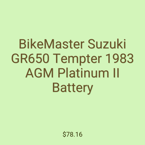 BikeMaster Suzuki GR650 Tempter 1983 AGM Platinum II Battery