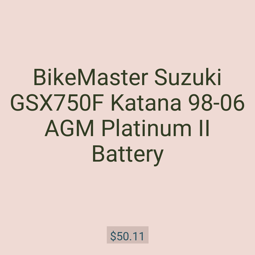 BikeMaster Suzuki GSX750F Katana 98-06 AGM Platinum II Battery