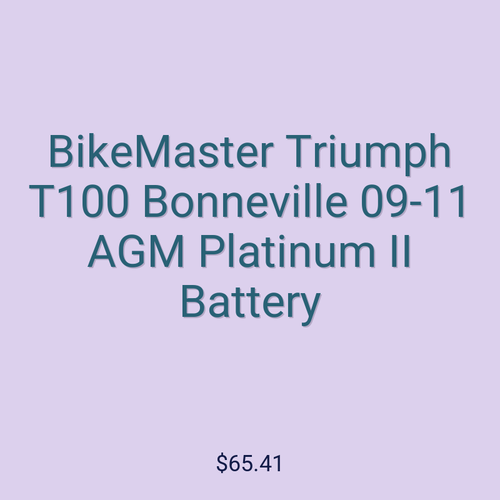 BikeMaster Triumph T100 Bonneville 09-11 AGM Platinum II Battery