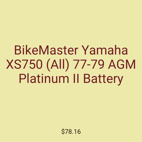 BikeMaster Yamaha XS750 (All) 77-79 AGM Platinum II Battery