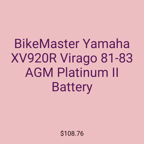 BikeMaster Yamaha XV920R Virago 81-83 AGM Platinum II Battery