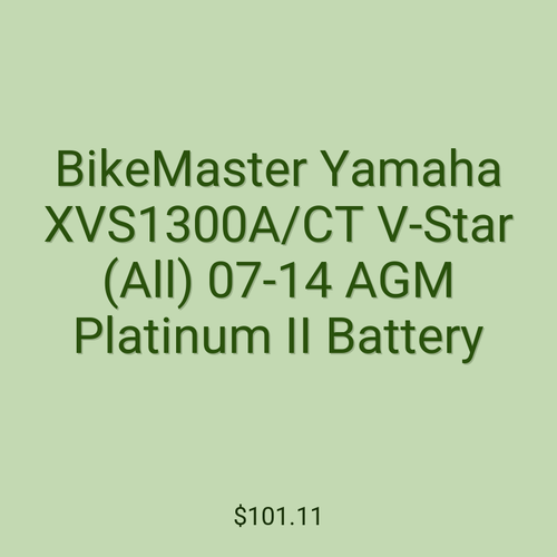BikeMaster Yamaha XVS1300A/CT V-Star (All) 07-14 AGM Platinum II Battery
