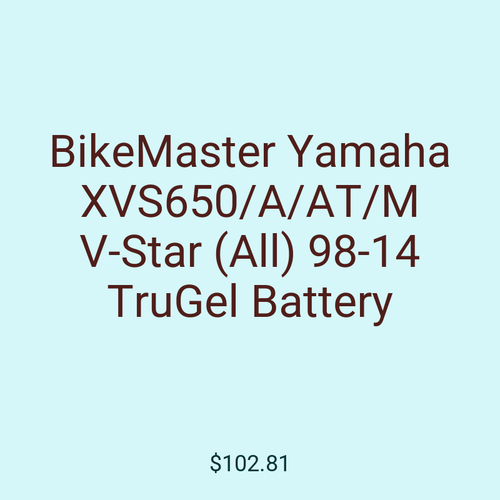 BikeMaster Yamaha XVS650/A/AT/M V-Star (All) 98-14 TruGel Battery