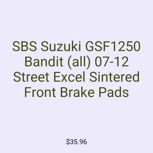 SBS Suzuki GSF1250 Bandit (all) 07-12 Street Excel Sintered Front Brake Pads