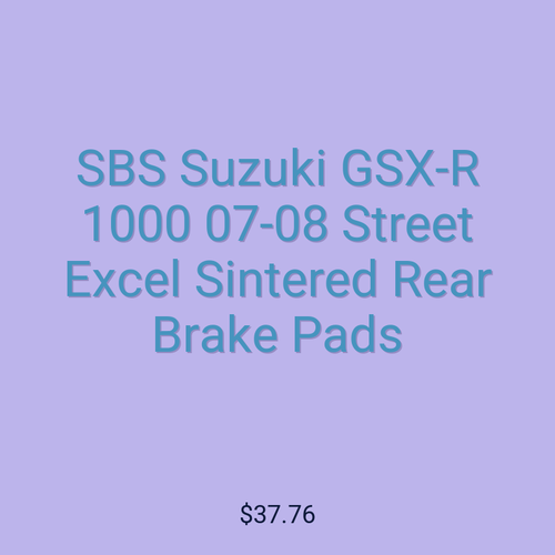 SBS Suzuki GSX-R 1000 07-08 Street Excel Sintered Rear Brake Pads