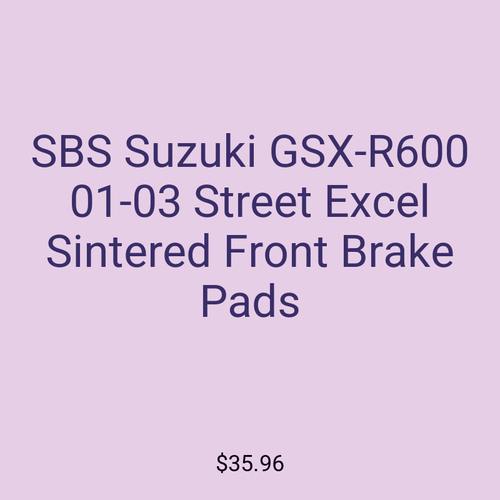 SBS Suzuki GSX-R600 01-03 Street Excel Sintered Front Brake Pads