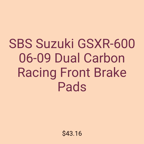 SBS Suzuki GSXR-600 06-09 Dual Carbon Racing Front Brake Pads