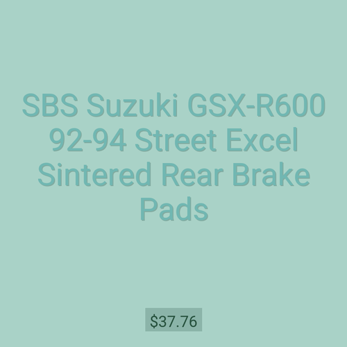 SBS Suzuki GSX-R600 92-94 Street Excel Sintered Rear Brake Pads