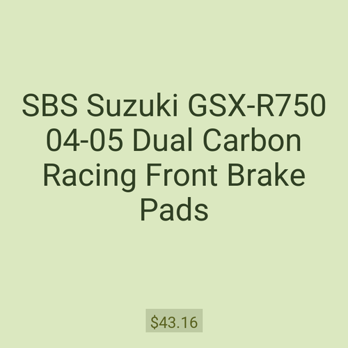 SBS Suzuki GSX-R750 04-05 Dual Carbon Racing Front Brake Pads