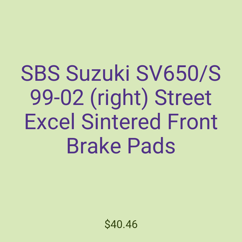 SBS Suzuki SV650/S 99-02 (right) Street Excel Sintered Front Brake Pads