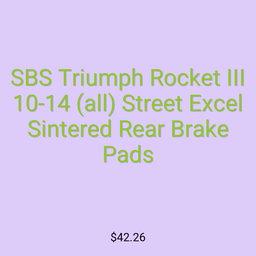 SBS Triumph Rocket III 10-14 (all) Street Excel Sintered Rear Brake Pads