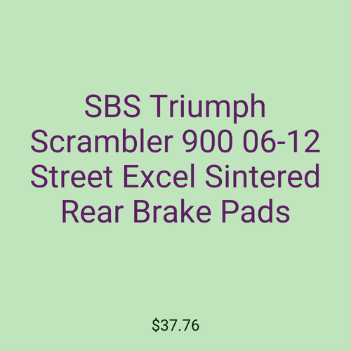 SBS Triumph Scrambler 900 06-12 Street Excel Sintered Rear Brake Pads