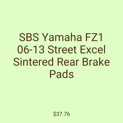 SBS Yamaha FZ1 06-13 Street Excel Sintered Rear Brake Pads