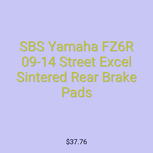 SBS Yamaha FZ6R 09-14 Street Excel Sintered Rear Brake Pads