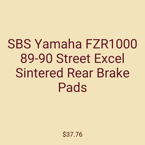 SBS Yamaha FZR1000 89-90 Street Excel Sintered Rear Brake Pads