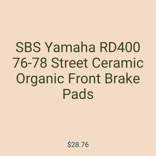 SBS Yamaha RD400 76-78 Street Ceramic Organic Front Brake Pads
