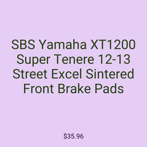 SBS Yamaha XT1200 Super Tenere 12-13 Street Excel Sintered Front Brake Pads