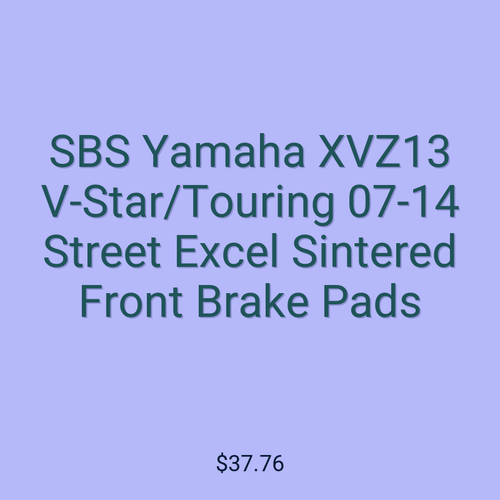 SBS Yamaha XVZ13 V-Star/Touring 07-14 Street Excel Sintered Front Brake Pads