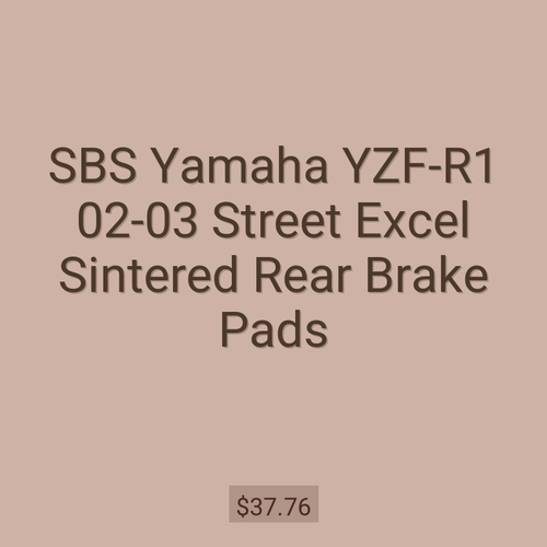 SBS Yamaha YZF-R1 02-03 Street Excel Sintered Rear Brake Pads